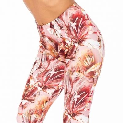 Reg One Size Mocha Floral Leggings by USA Fashion Creamy Soft Leggings